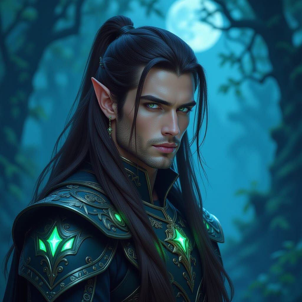 Handsome Male Fae Spy Master in Moonlit Forest