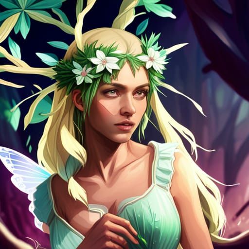 Leaf Fairy Portrait in Overgrown Forest
