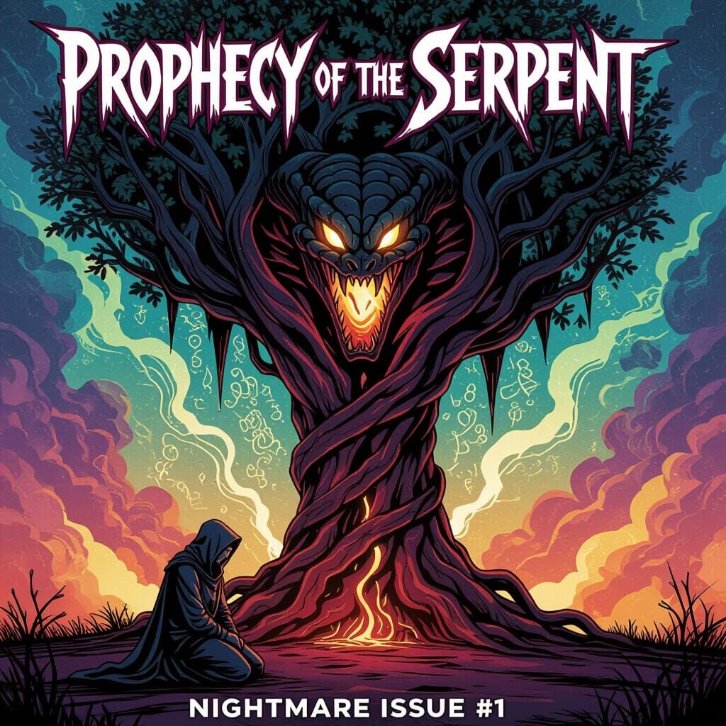 Prophecy of the Serpent Comic Cover in Horror Style