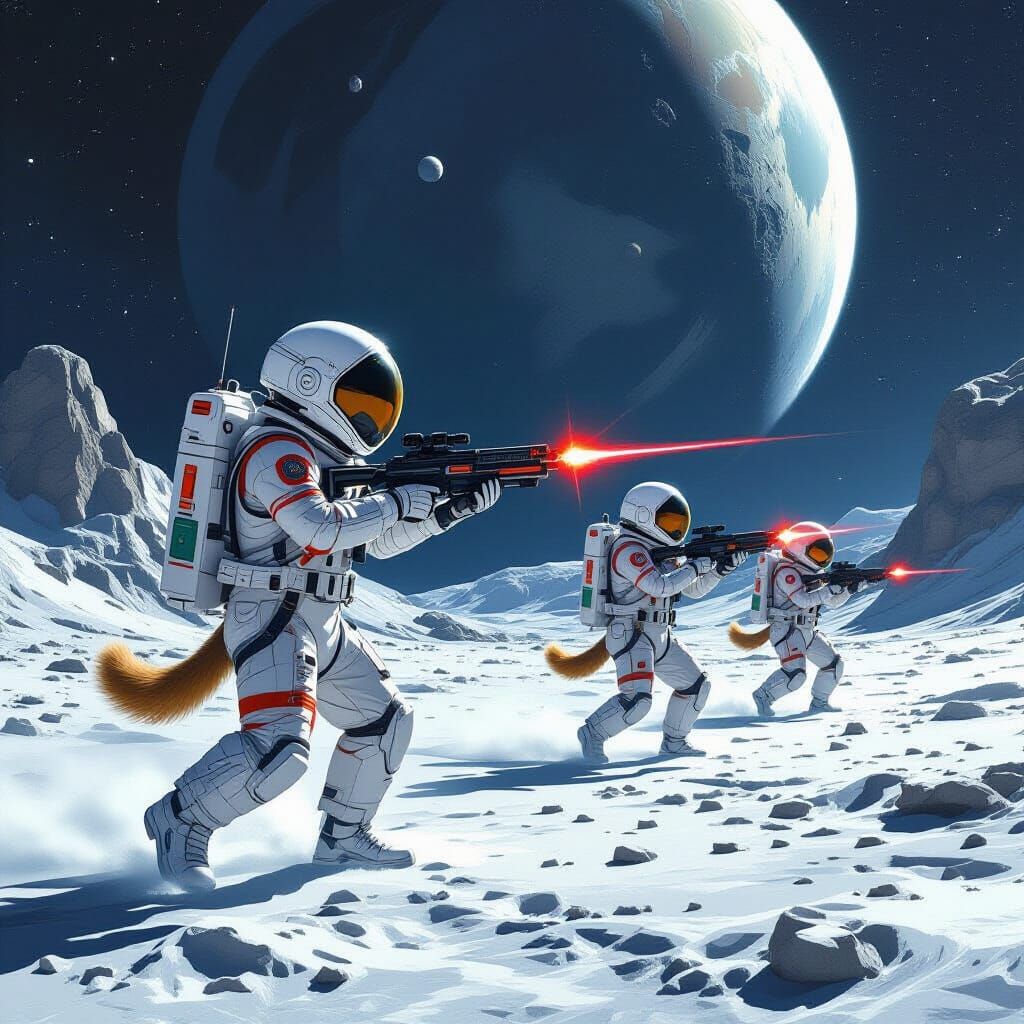 Dogs in Space Suits Attack Alien Base on Moon