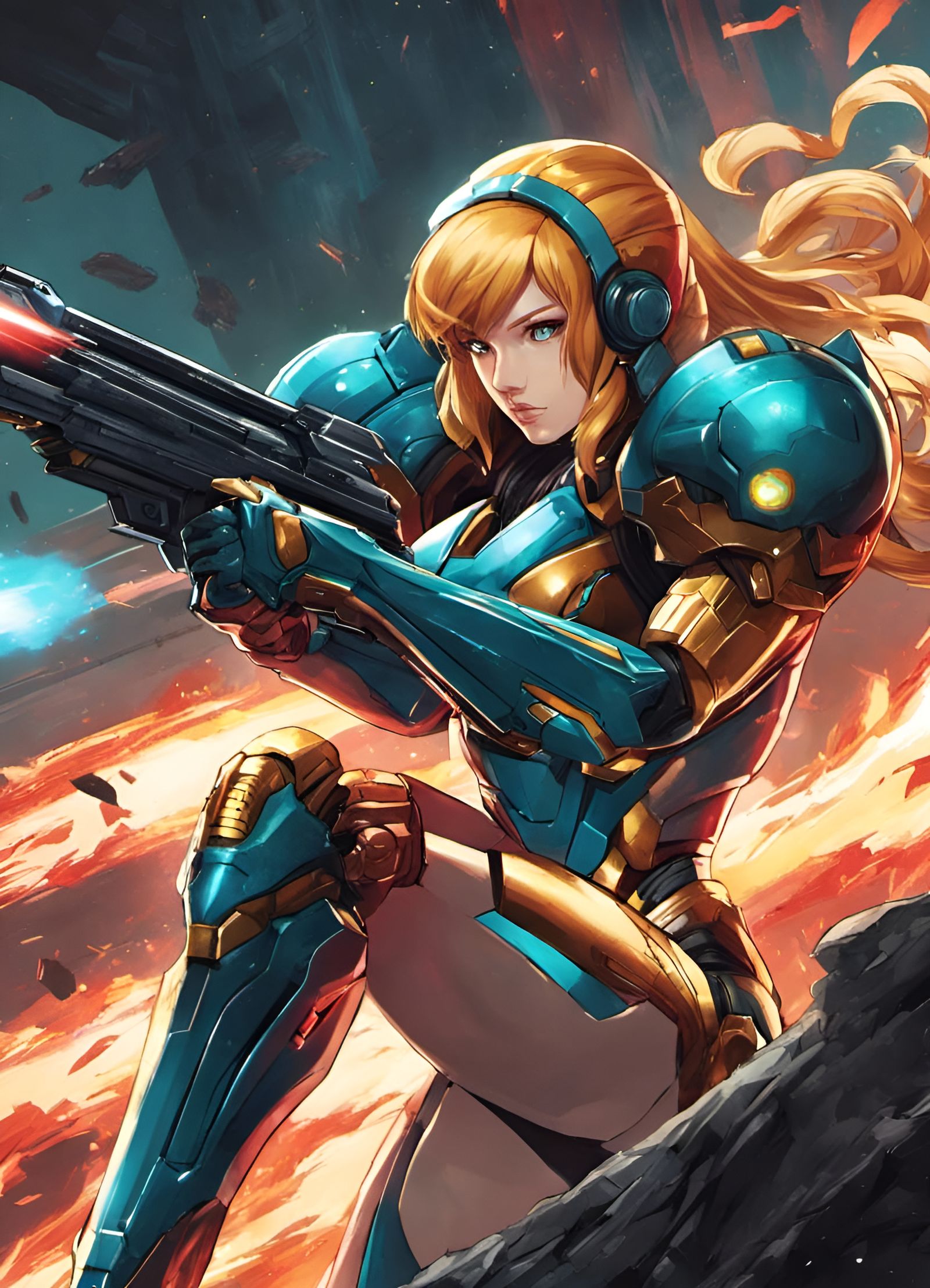 Samus Aran Ready to Fire, Digital Art
