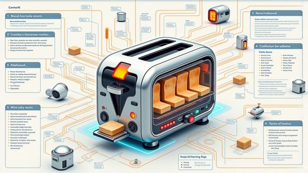AI Toaster Blueprint in Cyberpunk Style