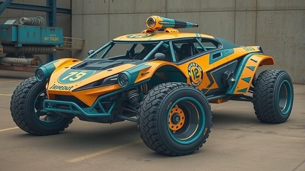 Cyberpunk Muscle Car in Retro-Futuristic Style