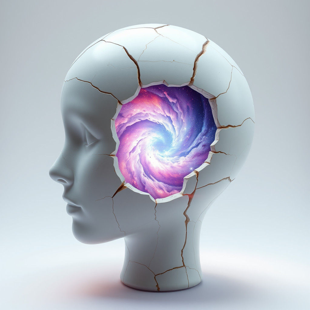 Cosmic Nebula Bursting from Fractured Ceramic Head