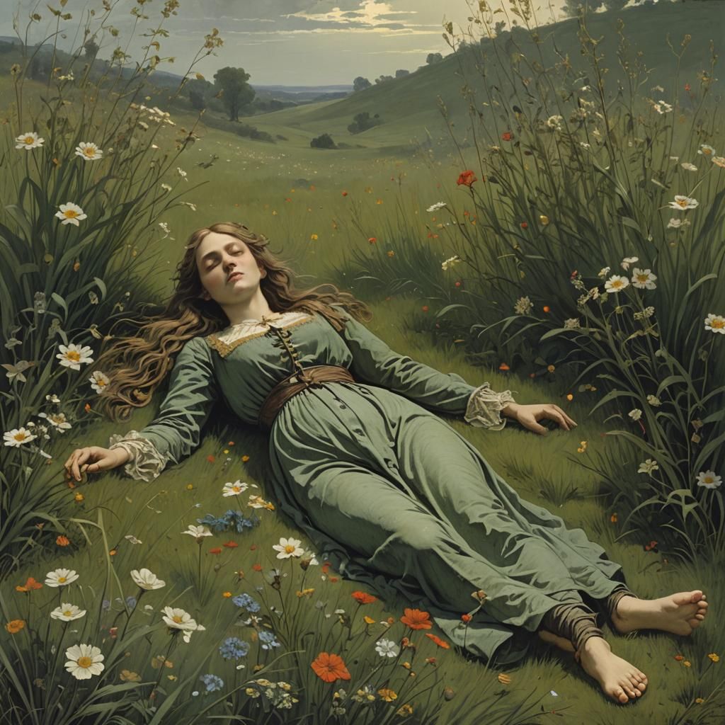 Horrific Meadow Scene in Doré-Rutkowski Style