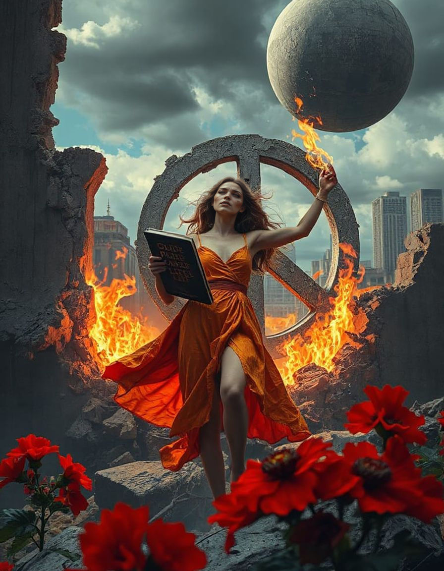 Woman Rising from Ruins: Surreal Digital Painting