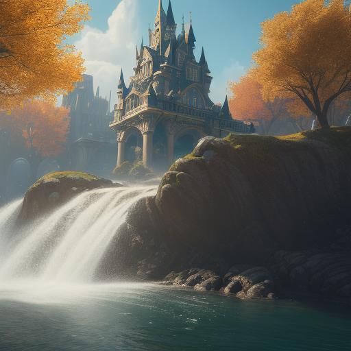 Donald Duck Waves in Sunny City, Matte Painting