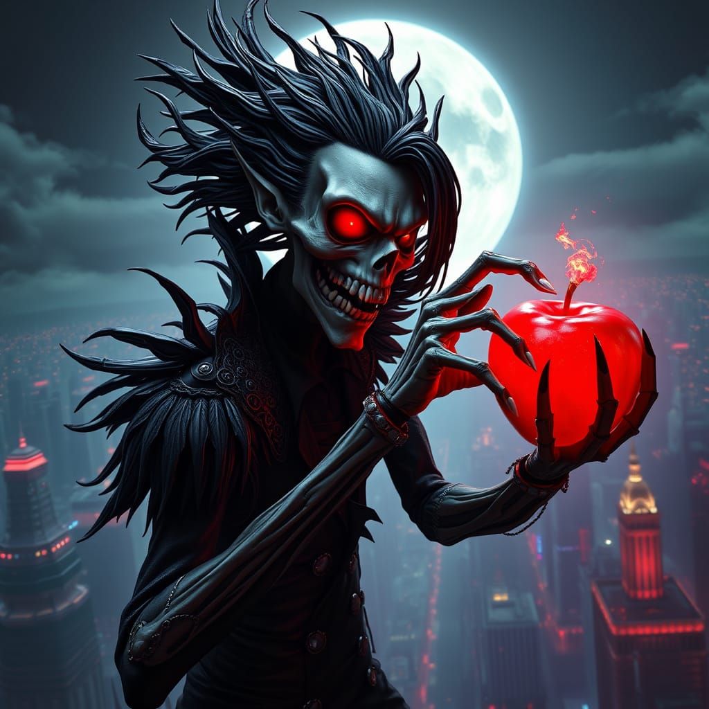 Cyberpunk Ryuk Shinigami in Gothic Horror Style