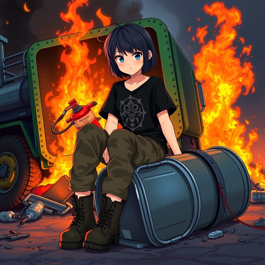 Emo Woman in Anime Style by Studio Trigger