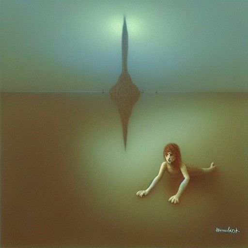 Surreal Nevermind Album Cover as Oil Painting