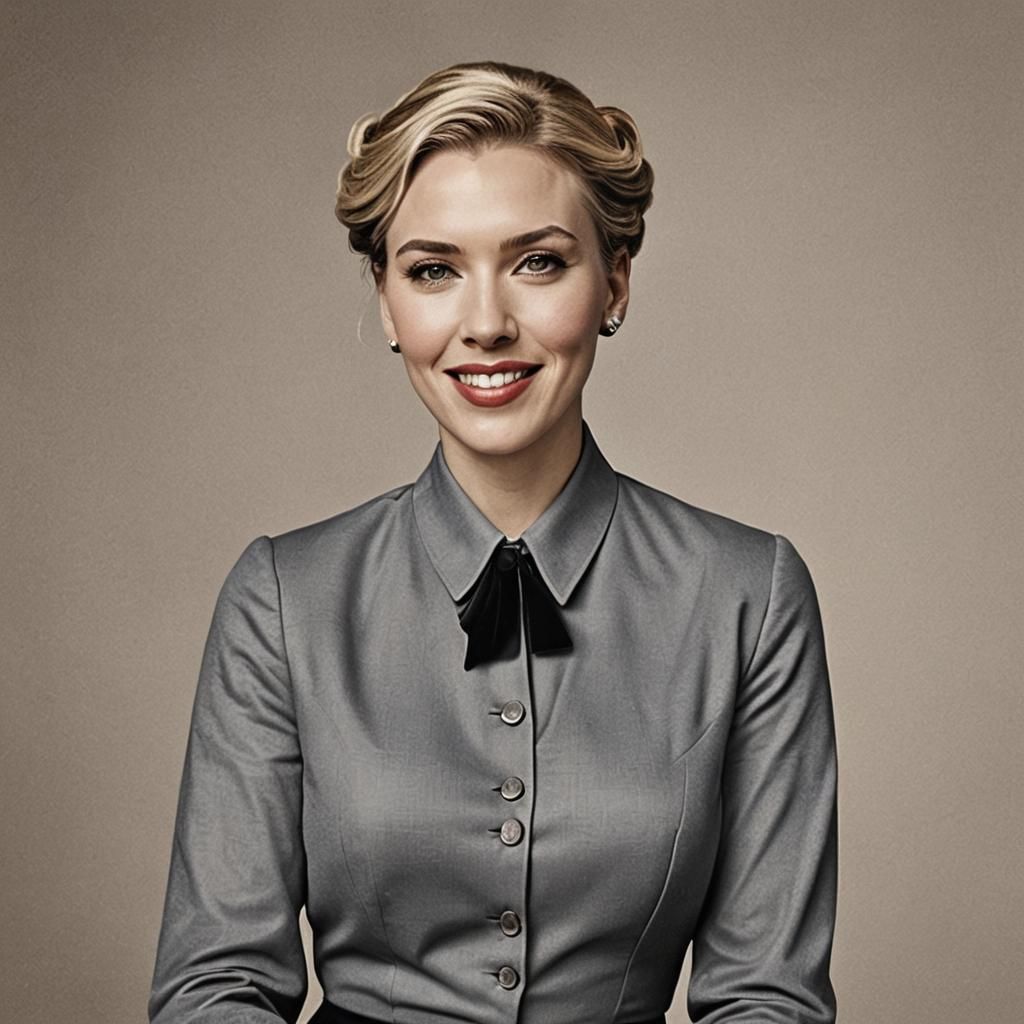 Scarlett Johansson Lookalike in Cobalt Suit