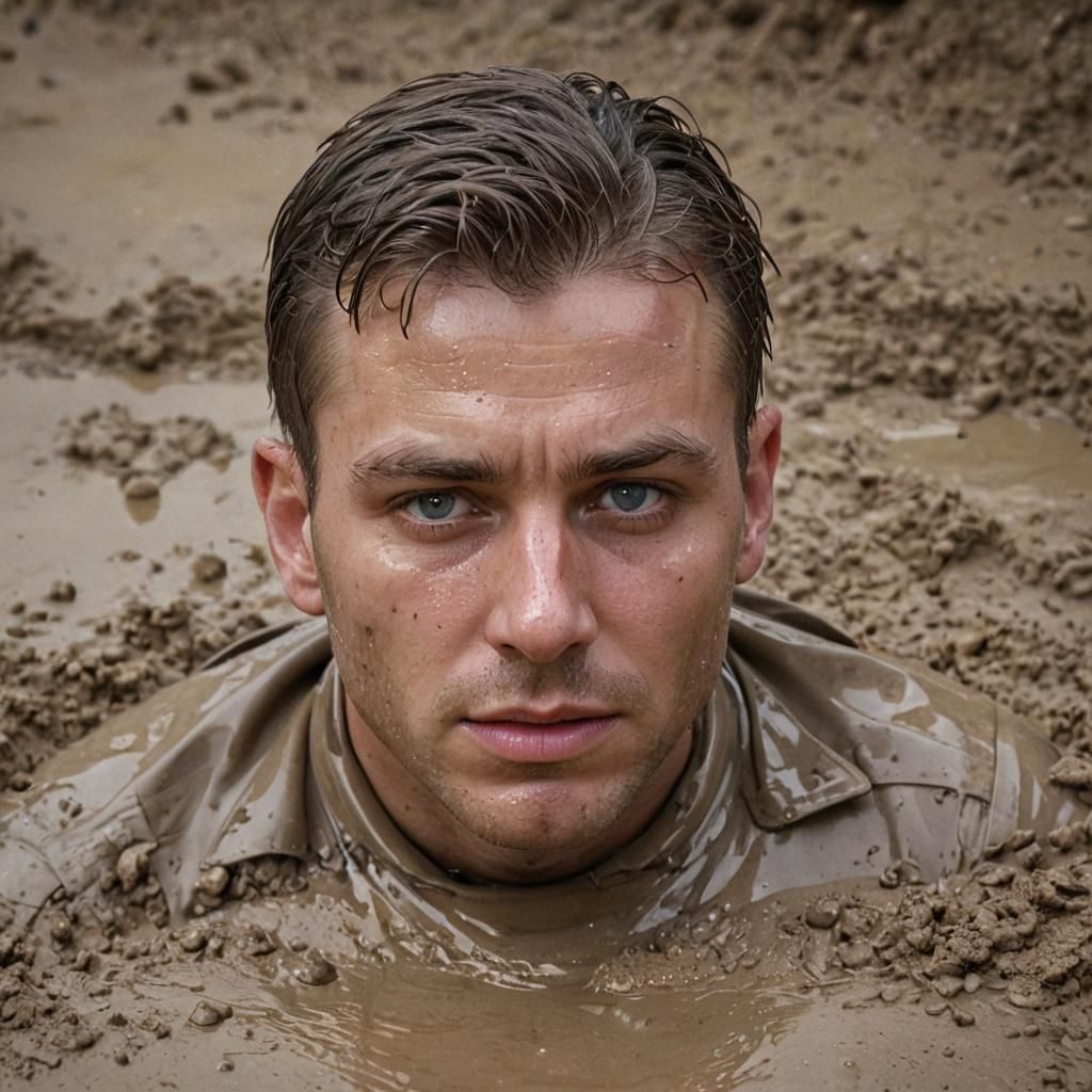 Police Officer Sinking: Hyper-Realistic Digital Portrait