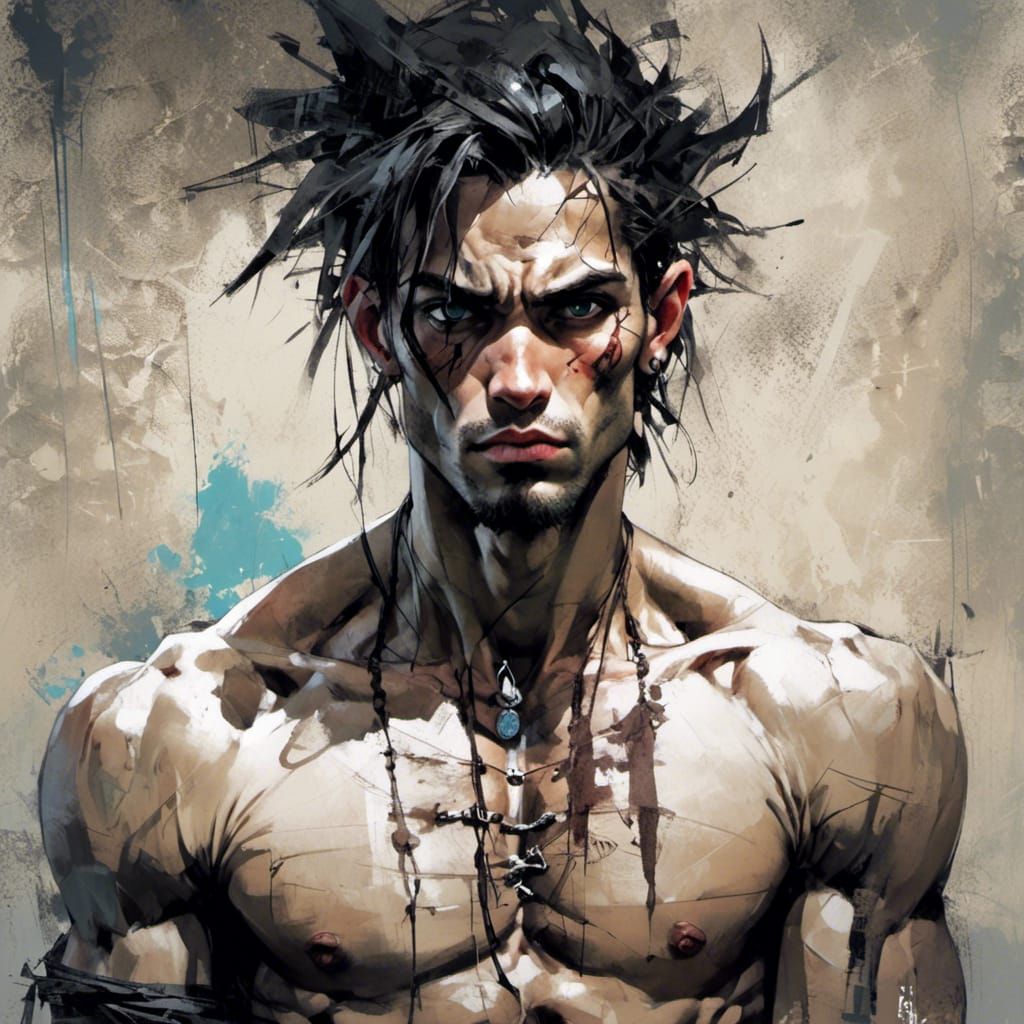 Scarred Man Portrait: Intense Character Study