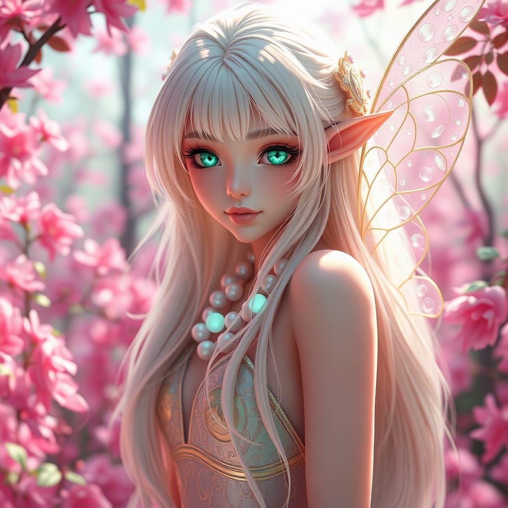 Ethereal Fairy in Pink Forest: 3D Anime Art