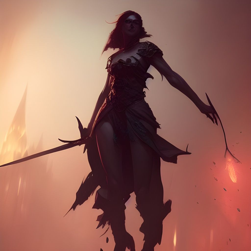 Fantasy Woman Adventurer in Dark Fantasy Style