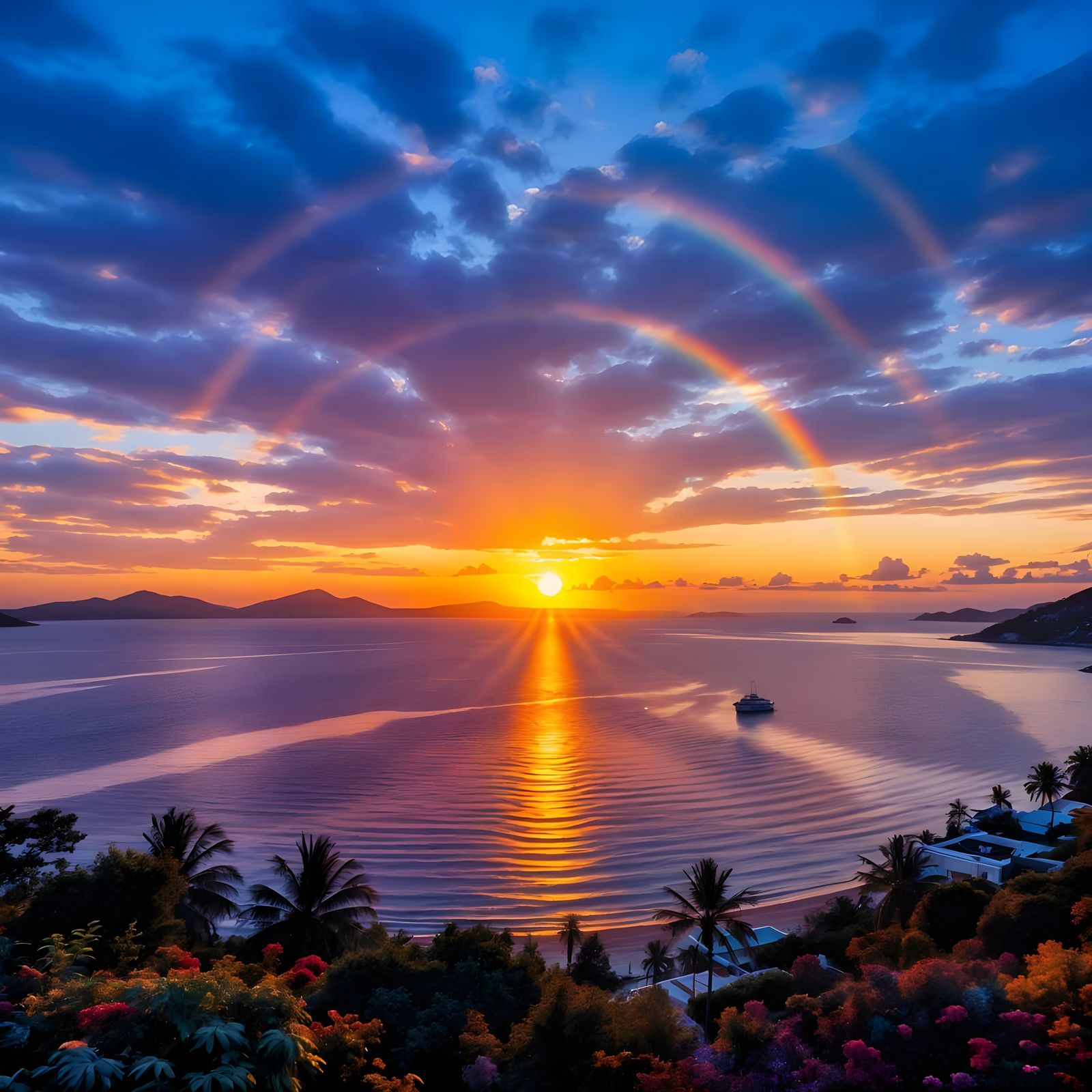 Vibrant Sunset Adorned Horizon