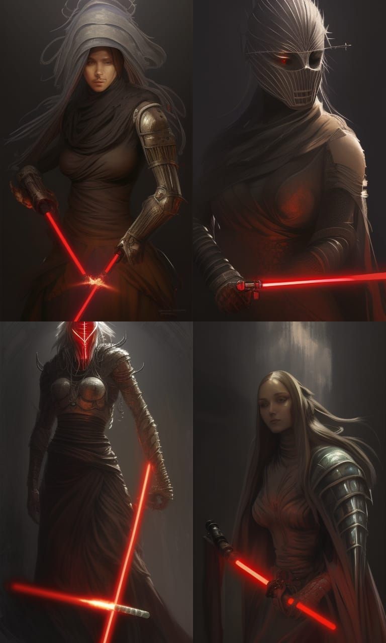 Futuristic Firekeeper with Lightsaber: Concept Art Portrait
