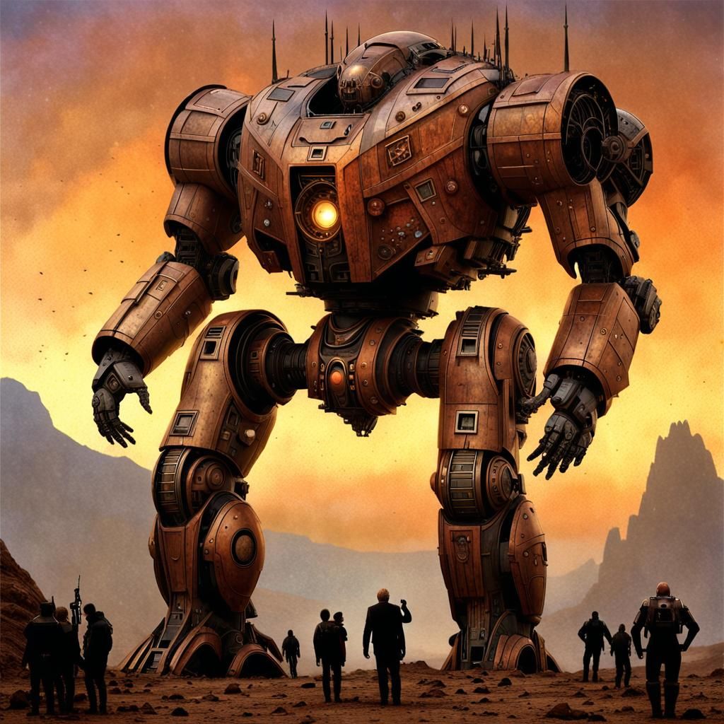 Sci-Fi Mech Golem Invasion on Distant Planet
