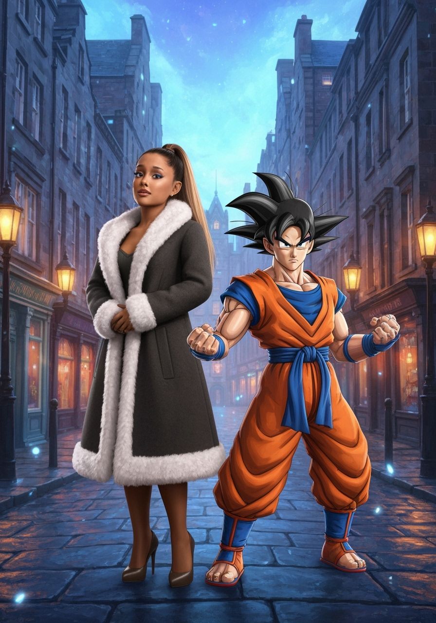 Ariana Grande and Goku in Edinburgh, Fantasy Art
