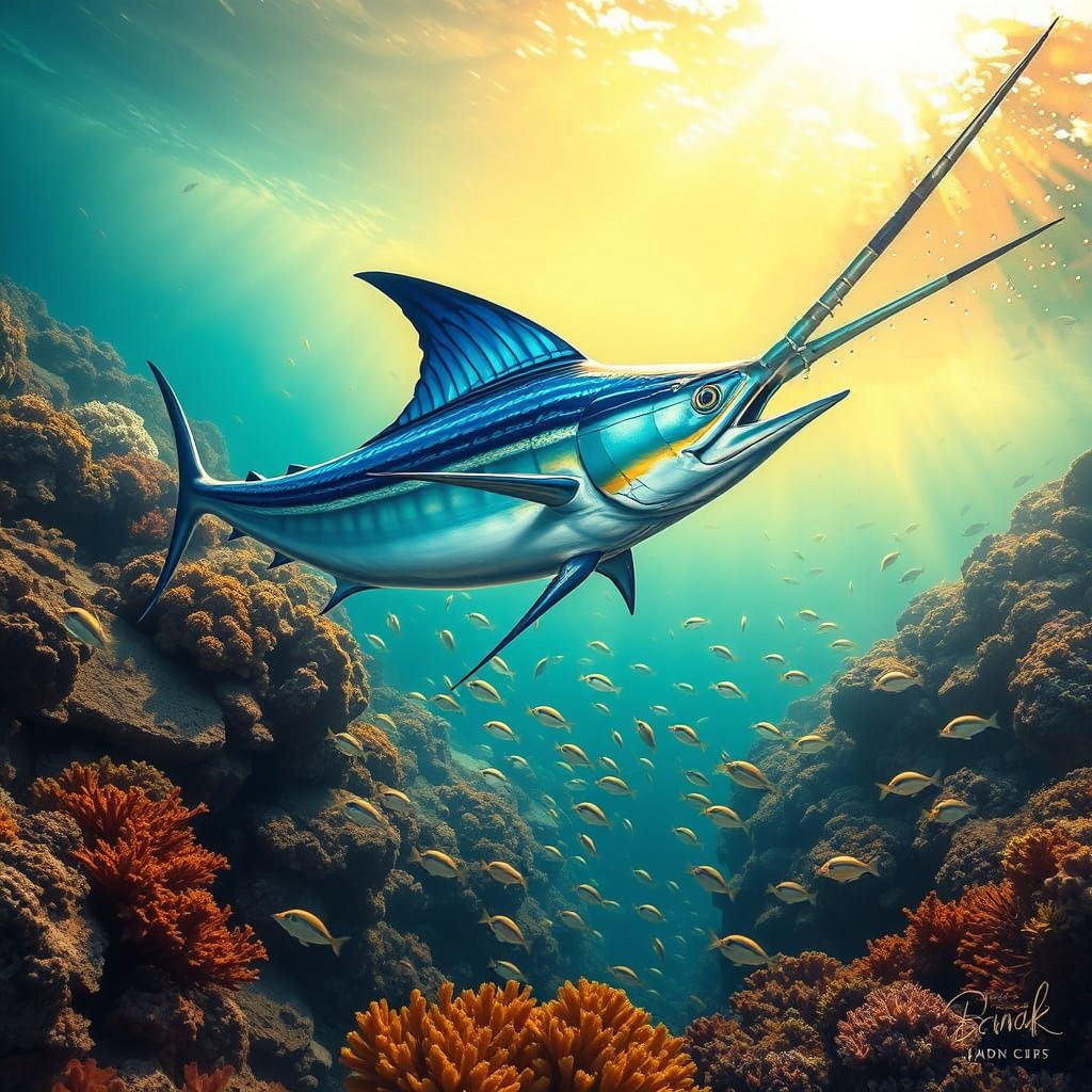 Marlin Fish Swimming in Its Natural Ocean Habitat
