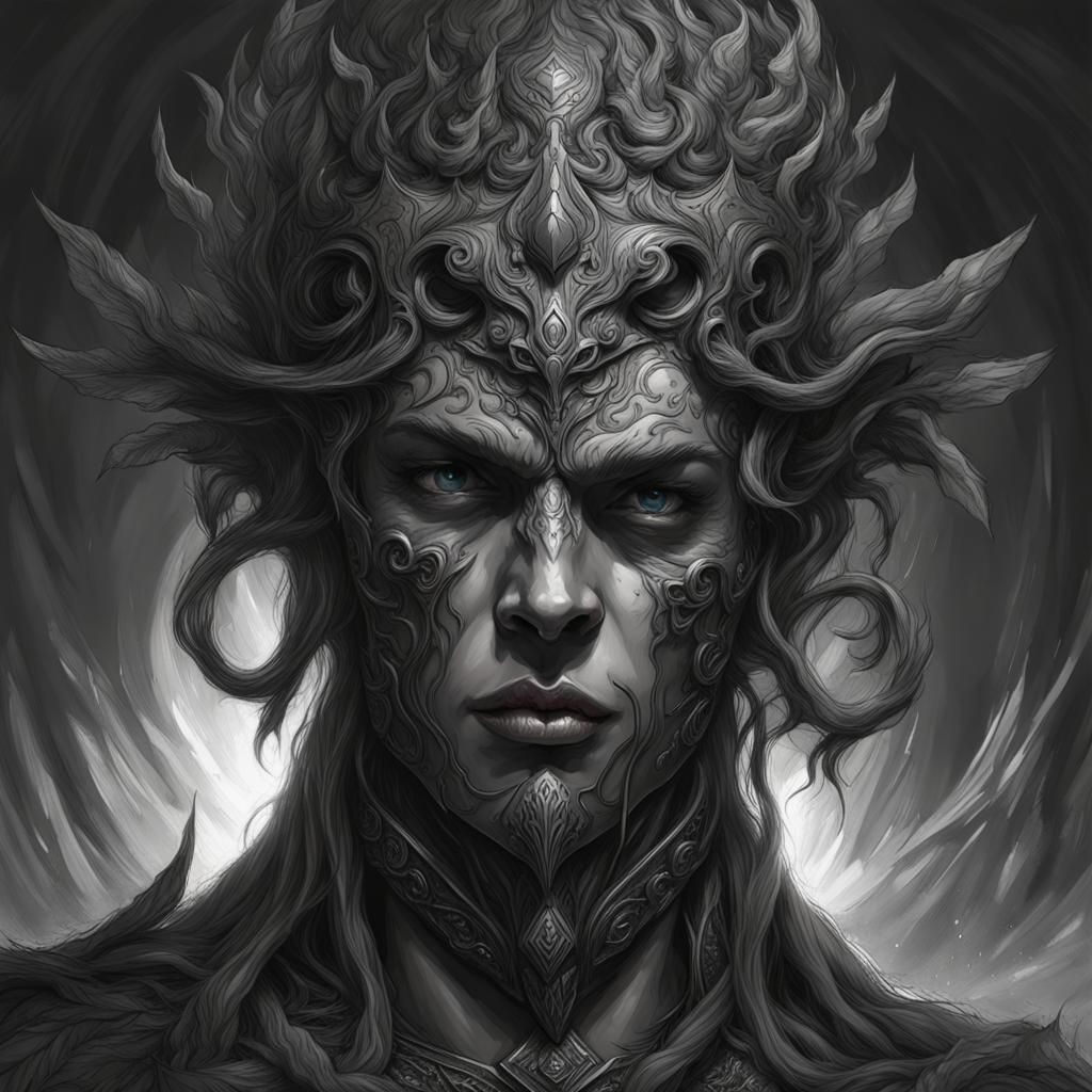 Air Elemental Portrait in Dark Fantasy Style