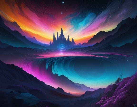 Surreal Alien Landscape with Cosmic Elephant and Jellyfish F...