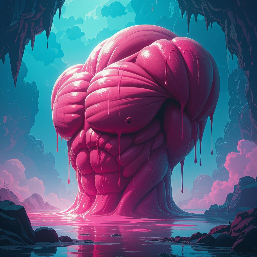 Gigantic Muscle Dripping in a Surreal Dreamscape