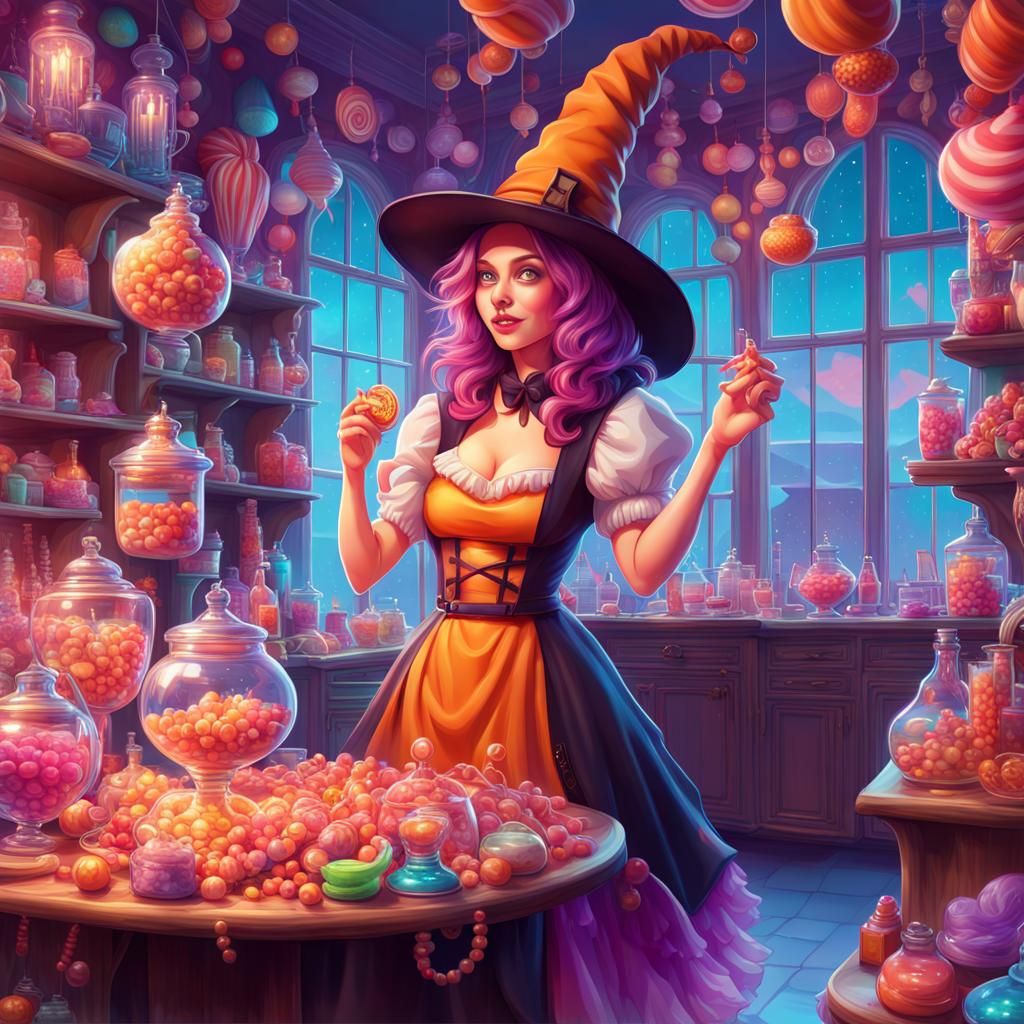 Happy Witches in Magical Home: Candy Art Style