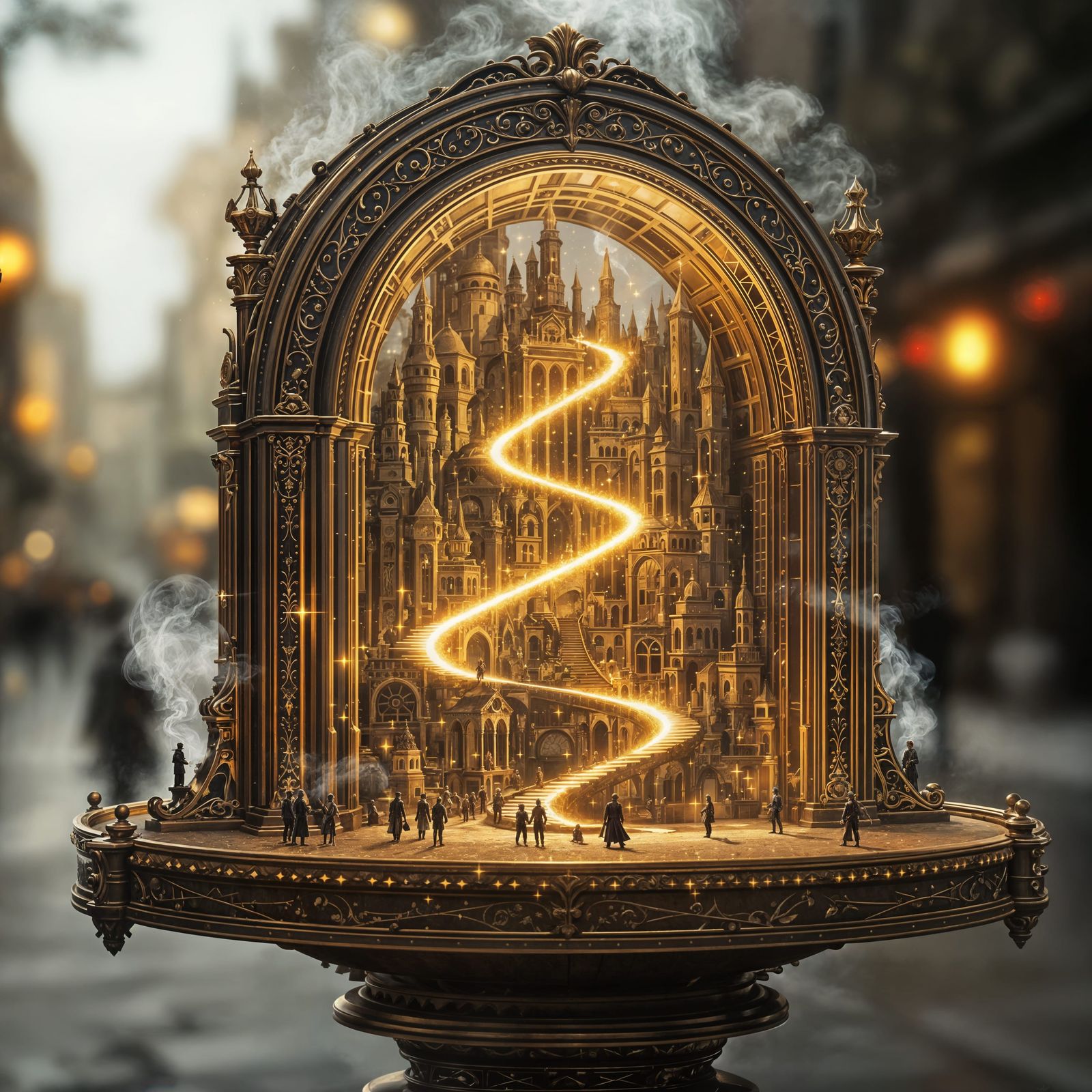 Whimsical Steampunk Metropolis Revealed Within an Ornate Dio...