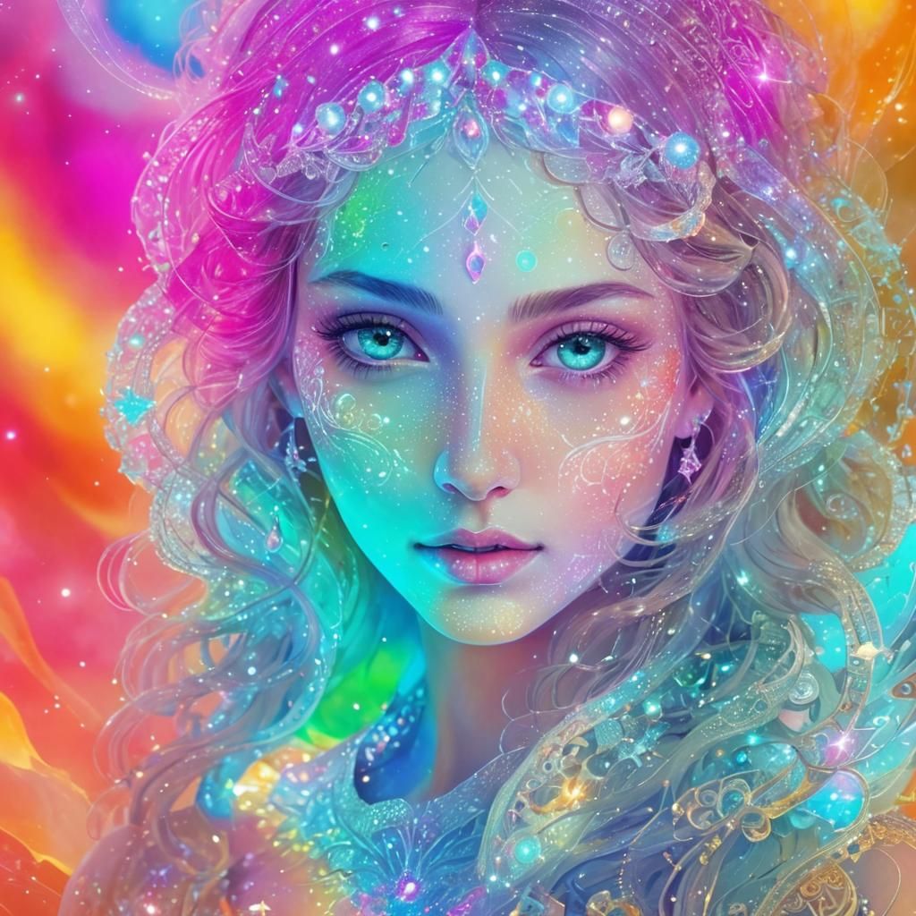 Cute Woman in Shining Astral Illustration