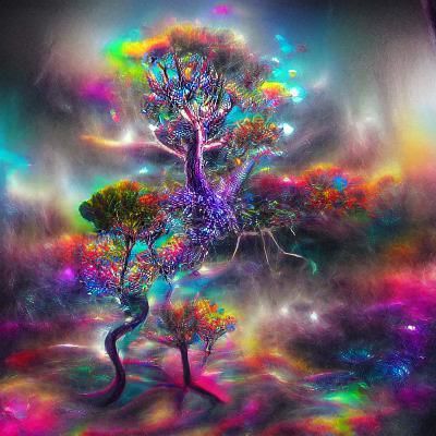 Cosmic Psychedelic Tree in Holographic Illustration
