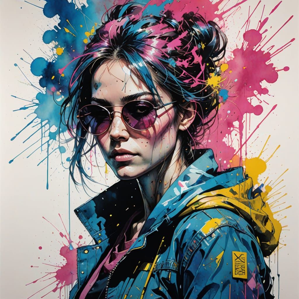 Jubilee X-Men: Neon Fireworks in Watercolor