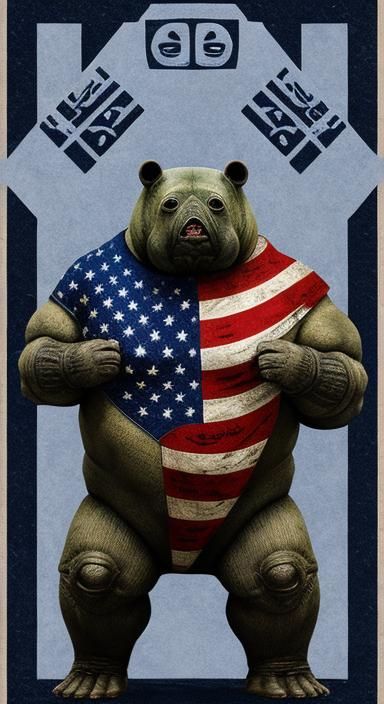 Tardigrade American Flag in Hieroglyphic Style