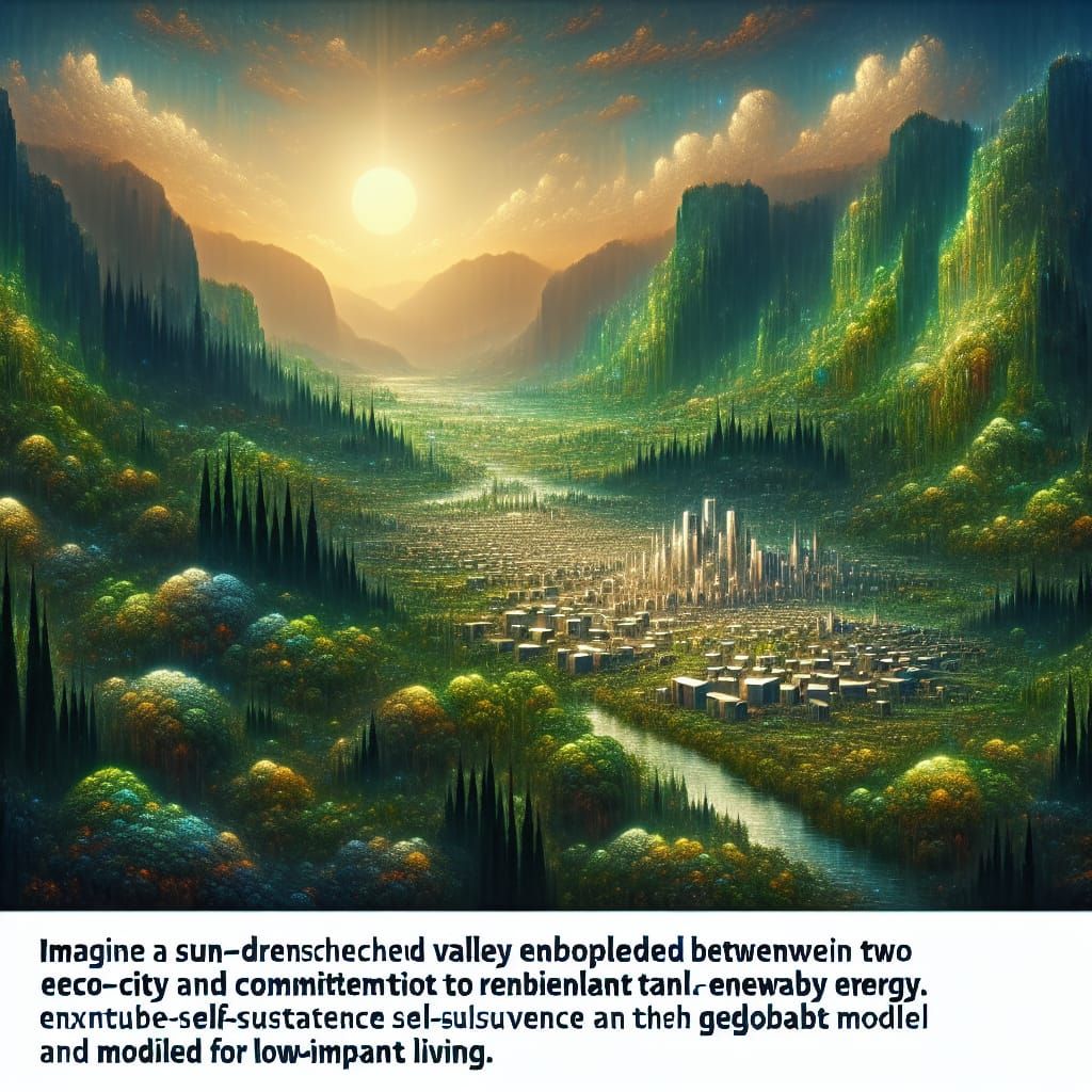 Solara Haven: Eco-City in Mountain Valley, Fantasy Concept A...