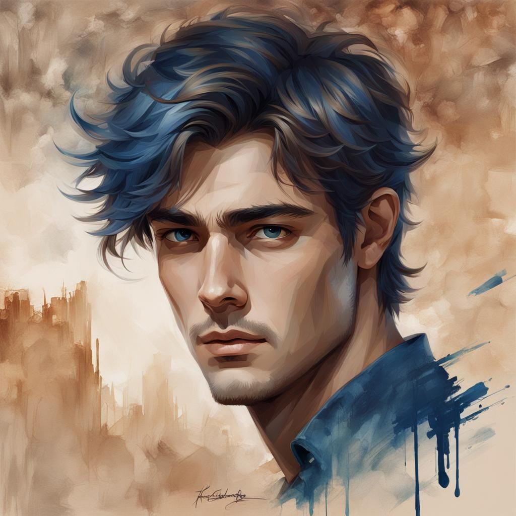 Handsome Young Man Portrait in Fantasy Style