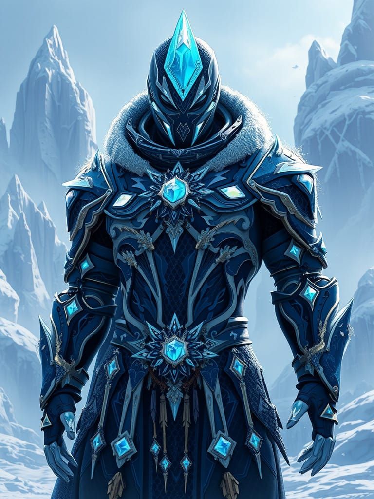 Majestic Winter Warrior in Iridescent Armor