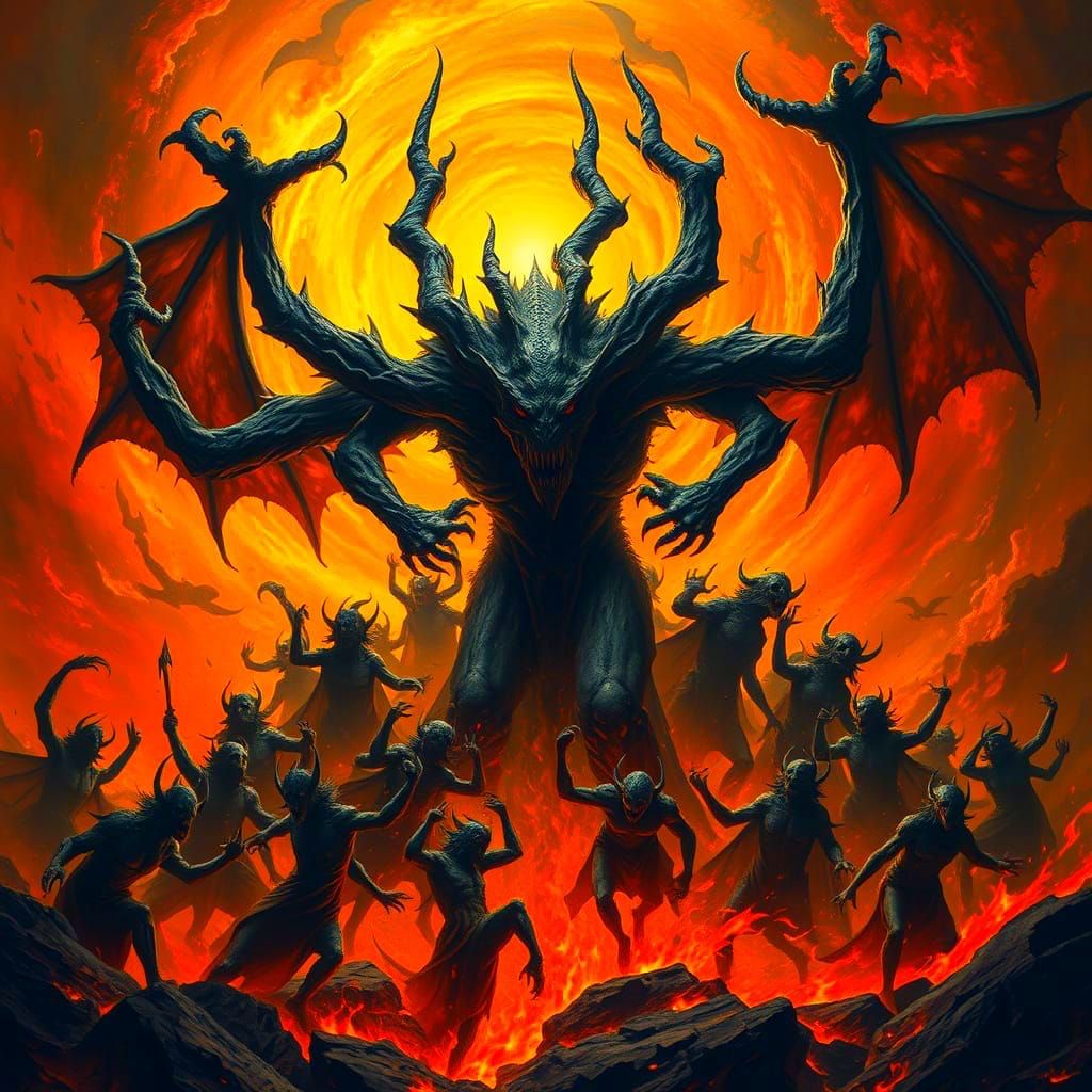 Hellish Creature Emerges from Fiery Depths