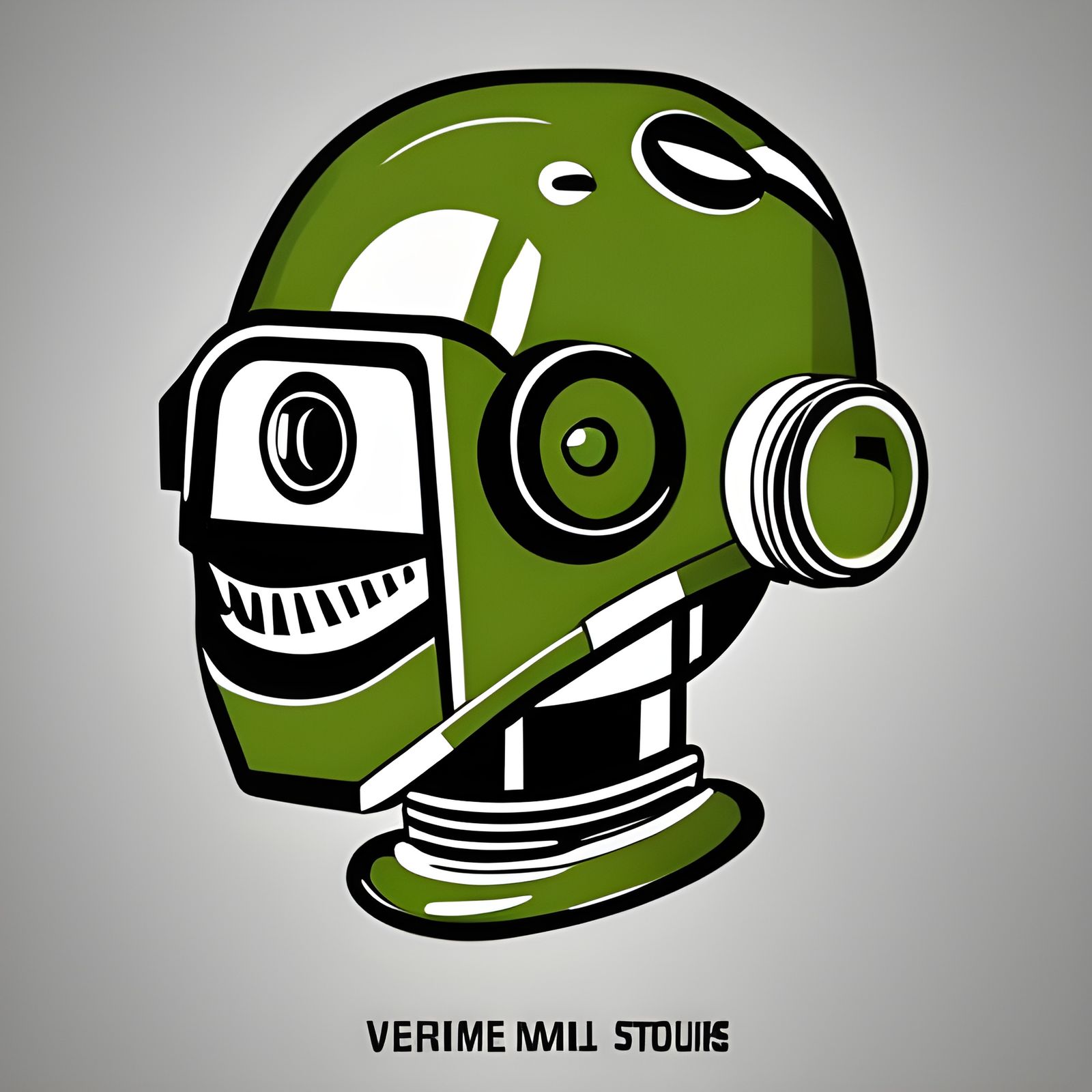 Robot Helmet in Soviet WWII Vector Art Style