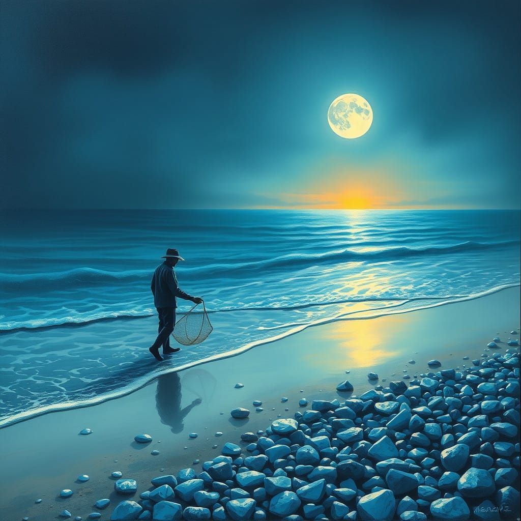 Moonlit Serenity on the Shimmering Beach