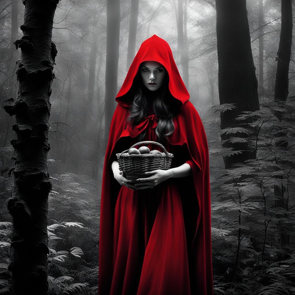 Little Red Riding Hood in Infrared Photography Style