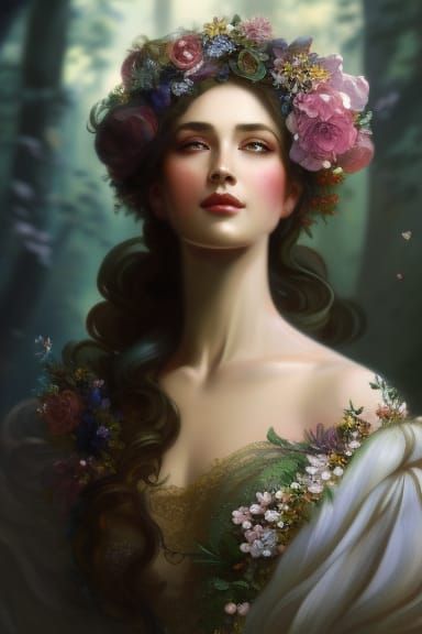 Rococo Portrait of a Lady in Flowers