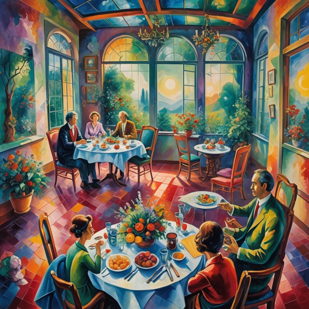 Dreamlike Luncheon in Vivid Surrealist Style