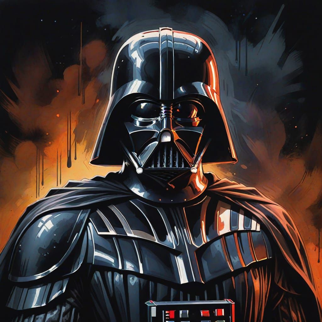 Darth Vader Portrait in Graphic Novel Style