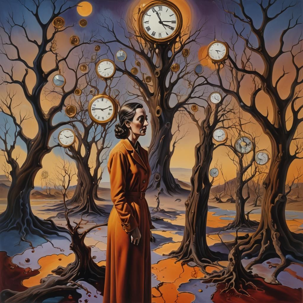 Surreal Woman in Dreamscape as Oil Painting