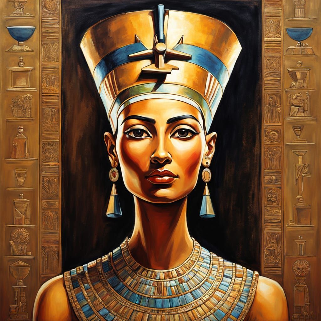 Nefertiti Portrait in Oil Painting Style