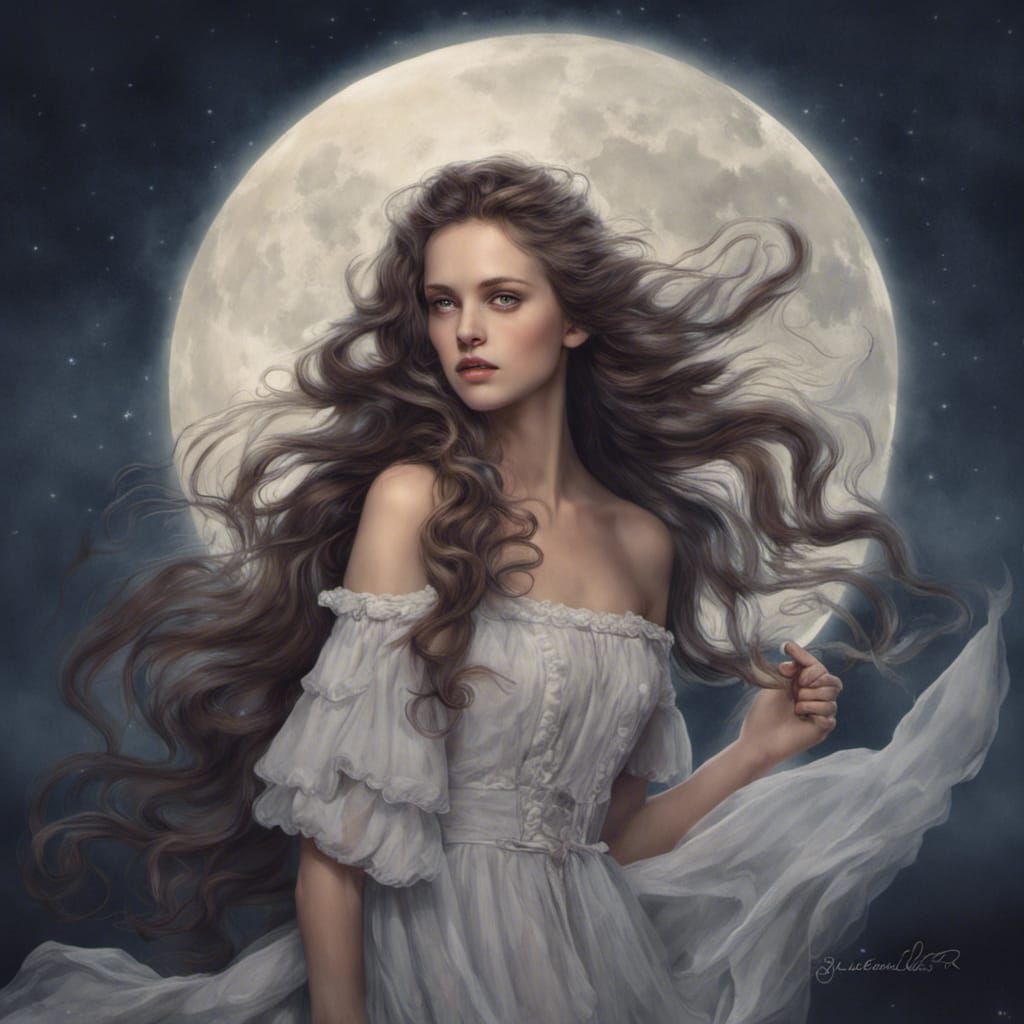 Romantic Maiden in Moonlight
