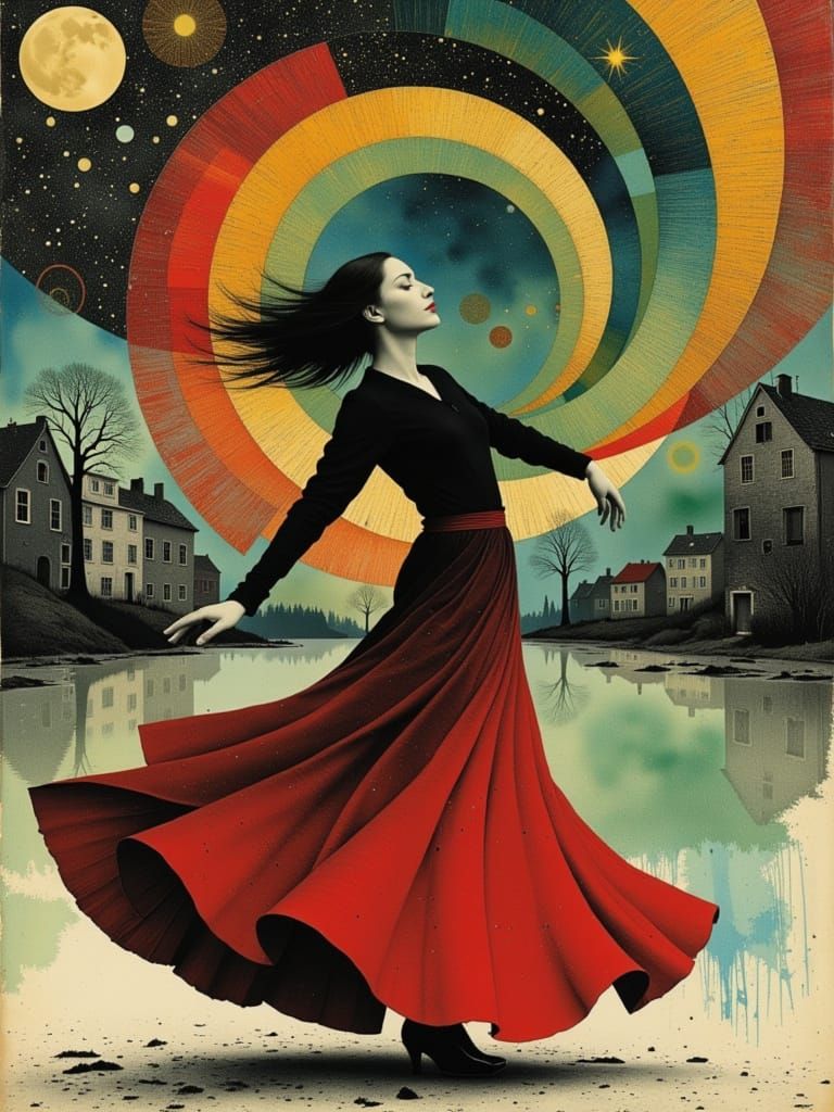 Surreal Whirling Dervish Captured in Ethereal, Art Nouveau-I...