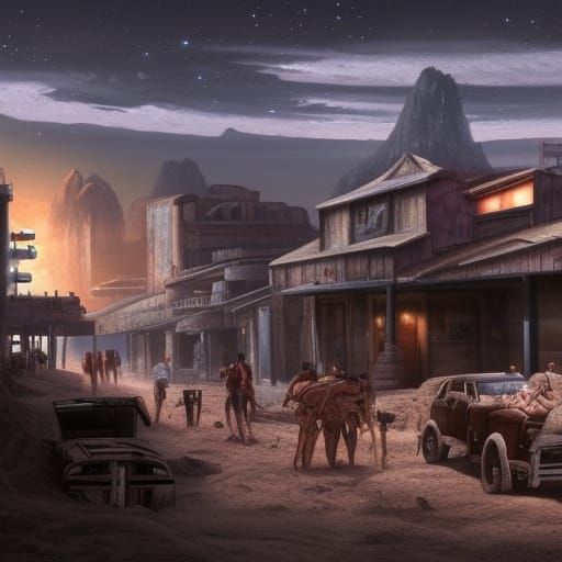 Sci-Fi Western Cantina Scene Matte Painting