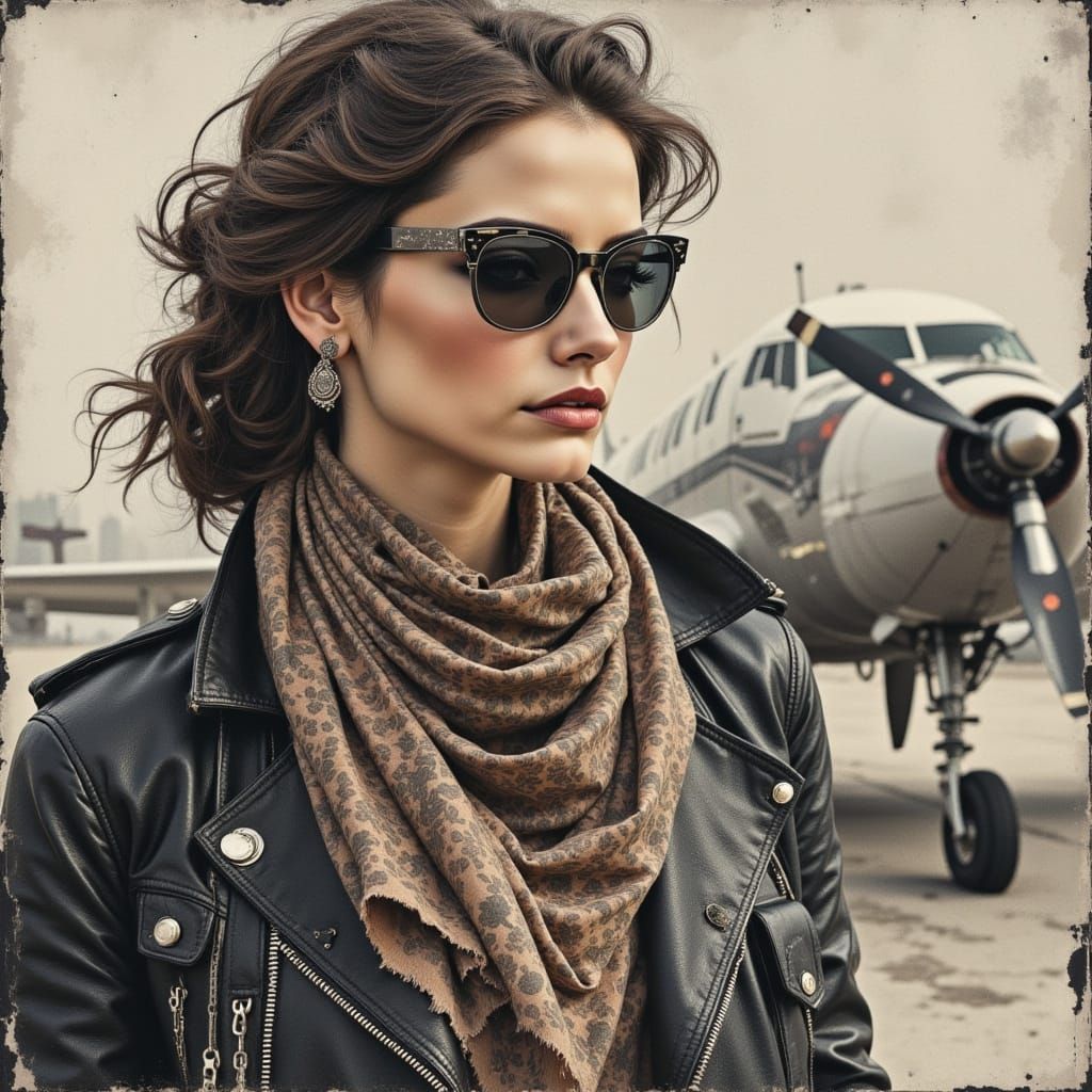 Glamorous 1960s Pilot in Retro Automotive Setting