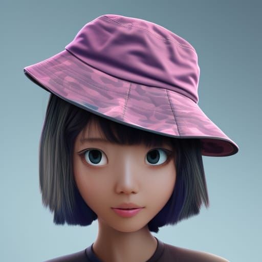 Bucket Hat Streetwear in Pixar 3D Style
